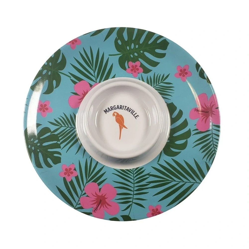 Margaritaville Chip and Dip Bowl Set 2 Tropical Floral Melamine 12